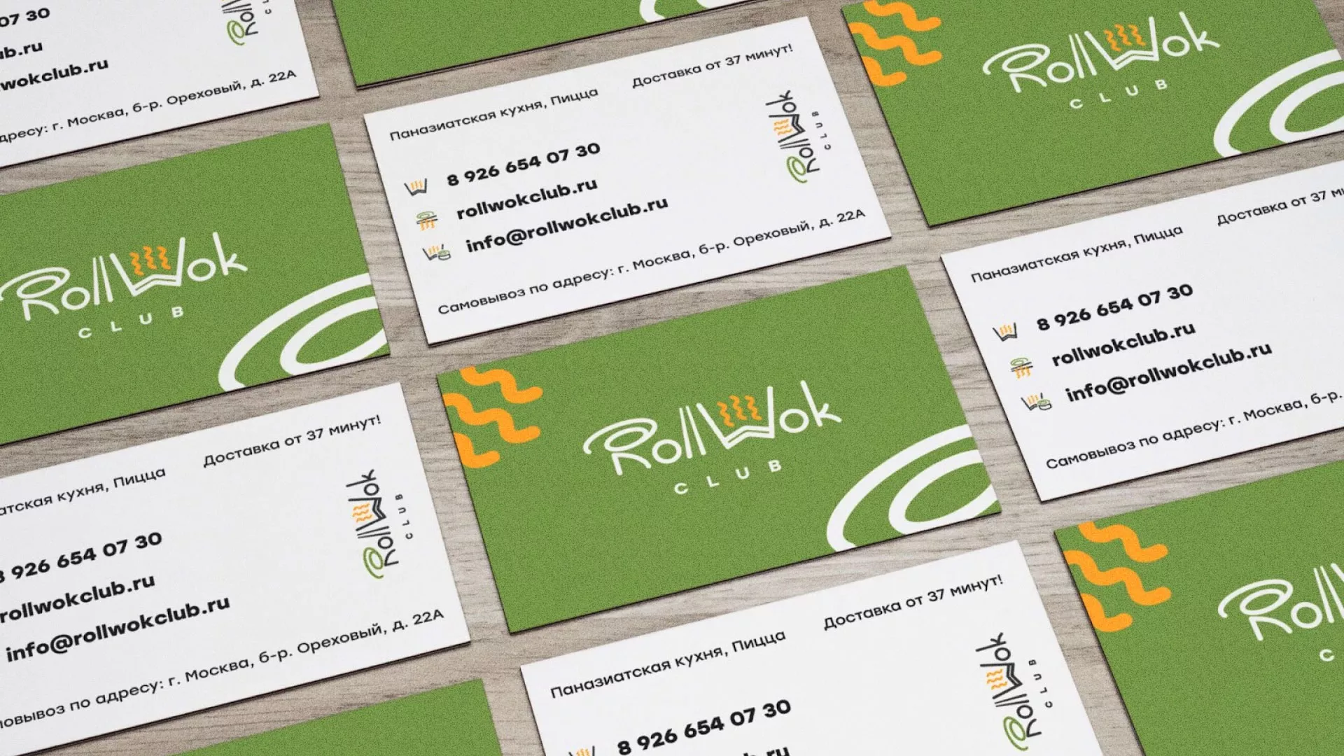 Разработка дизайна визиток суши-бара «Roll Wok Club» в Октябрьском